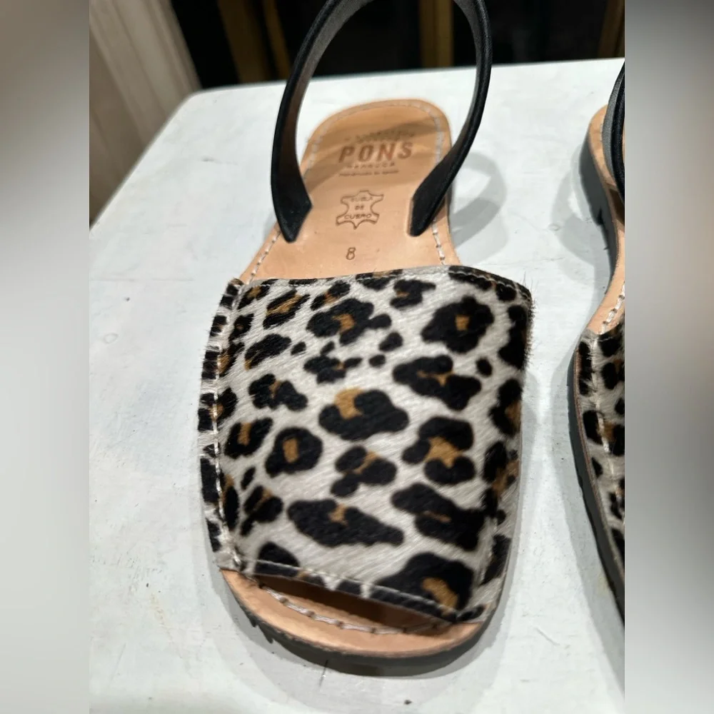 Pons Menorca Avarca Sandals Leopard Print Pony Hair Leather EU 38 US‎ 8 - Picture 4 of 14
